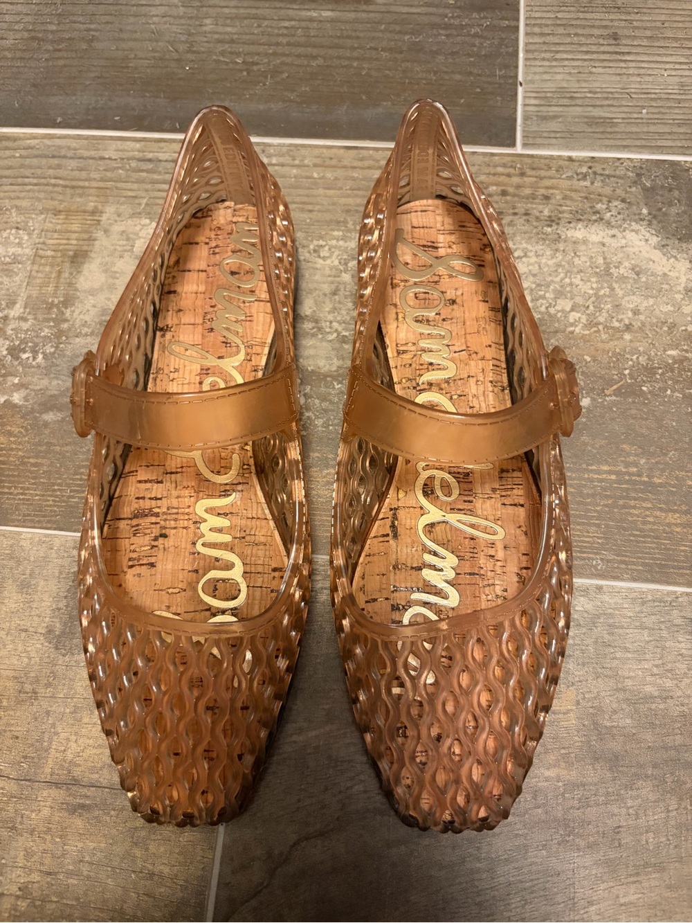 Sam Edelman Amber Brown Mary Jane Jelly Flats